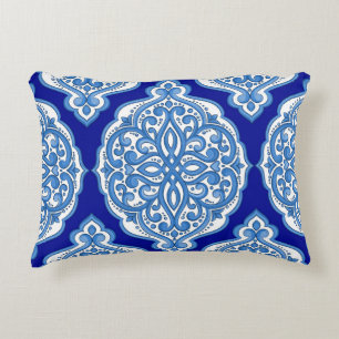 Luxury white-blue, Turkish ornament. Decorative Cushion