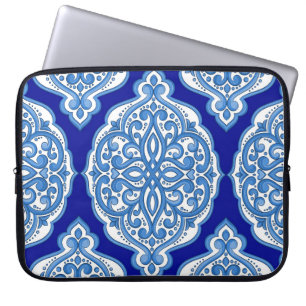Luxury white-blue, Turkish ornament. Laptop Sleeve
