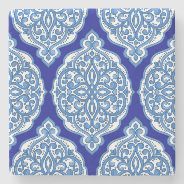 Luxury white-blue, Turkish ornament. Stone Coaster (Front)