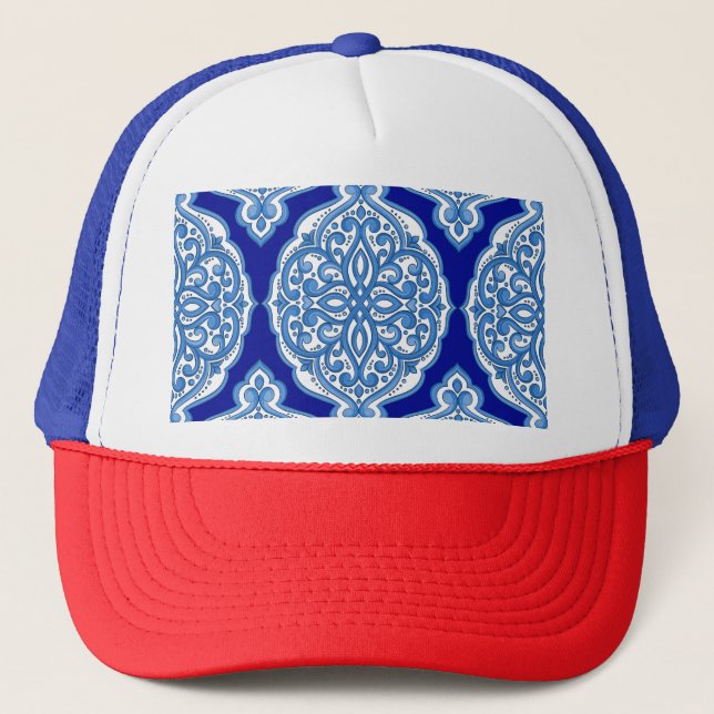 Luxury white-blue, Turkish ornament. Trucker Hat (Front)