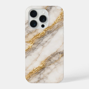 Luxury White Calacatta Marble with Gold Veins iPhone 15 Pro Case