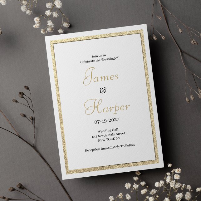 Luxury white elegant gold glitter  Wedding Invitation (Luxury white elegant gold glitter Wedding)