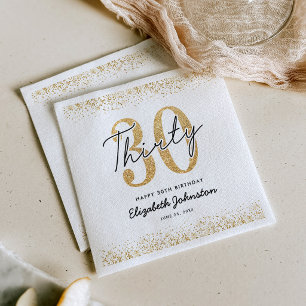 Luxury White & Gold 30th Birthday Napkins