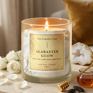 Luxury White Gold Agate Elegant Shiny Candle Label