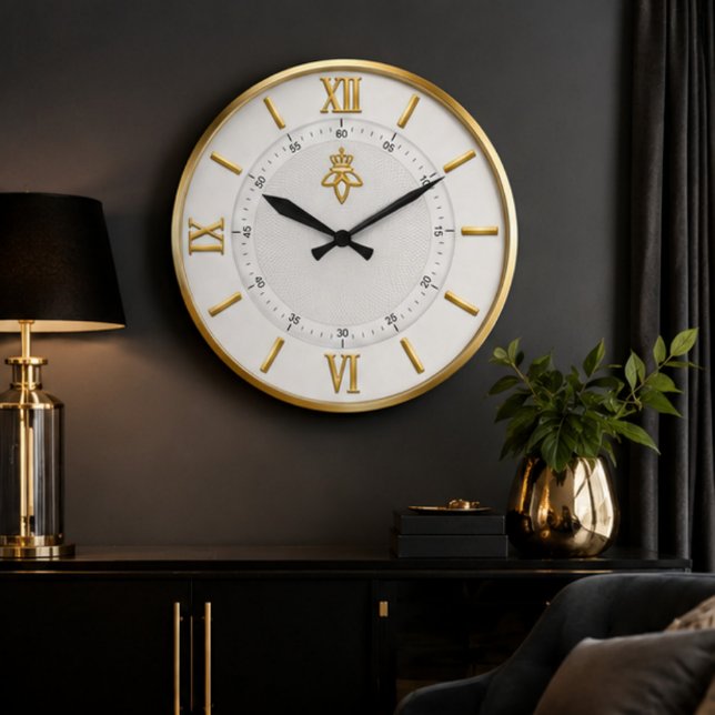Luxury White & Gold Elegant Minimalist Large Clock (Creator Uploaded)