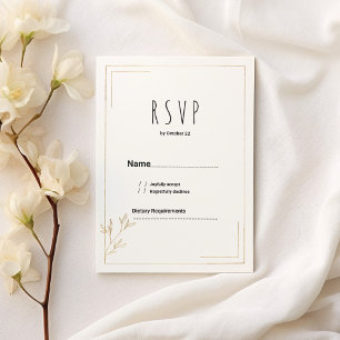 Luxury white gold geometric floral RSVP Invitation