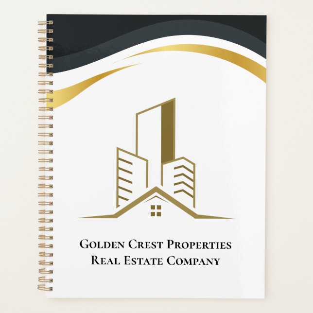 Luxury White & Gold Personalised Real Estate Planner (Front)