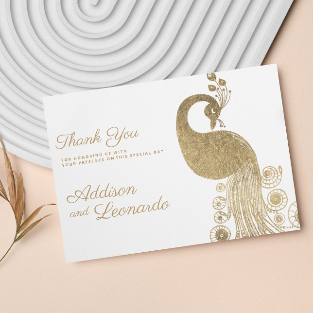 Luxury white gold royal peacock elegant Thank You Invitation (Luxury white gold royal peacock elegant Thank You )