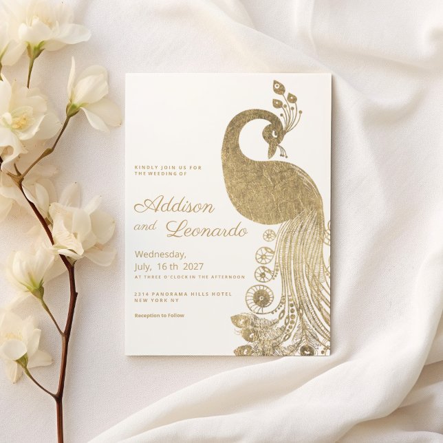Luxury white gold royal peacock elegant Wedding Invitation (Luxury white gold royal peacock elegant Wedding )