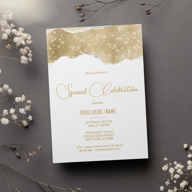 Luxury white gold silver glitter Special Event Invitation (Luxury white gold silver glitter Special Event)