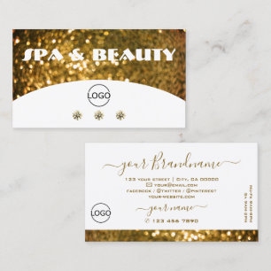 Luxury White Gold Sparkle Glitter Stylish Add Logo Business Card