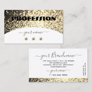 Luxury White Gold Sparkling Glitter Rhinestones Business Card