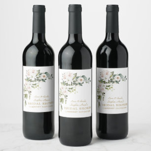 Luxury White Imperial Lilies Roses Bridal Shower   Wine Label
