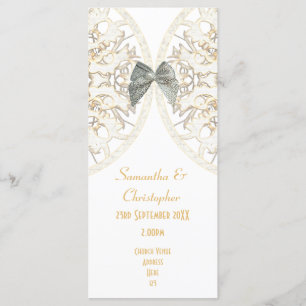 Luxury white lace damask church wedding program programme