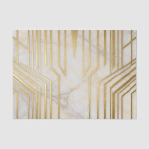 Luxury White Marble Gold Geometric Pattern Tissue Paper
