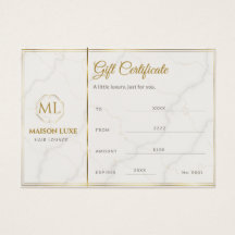 Luxury White Marble Gold Monogram Hair Salon Gift