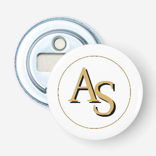 Luxury White Marble Gold Monogram Real Estate Bottle Opener