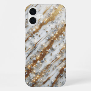 Luxury White Marble Phone Case with Sparkling Gold