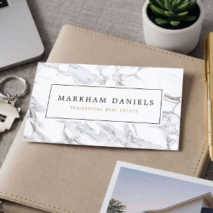 Luxury White Marble Realtor Real Estate Business Card