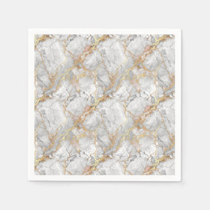 Luxury White Marble Stone & Gold Vein Pattern Napkin
