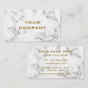 Luxury White Marble Stone Golden Text Professional Business Card