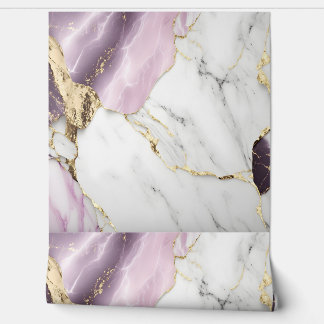 Luxury White Purple Gold Marble Wallpaper