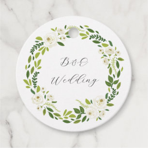 Luxury White Rose Floral Frame Favour Tags