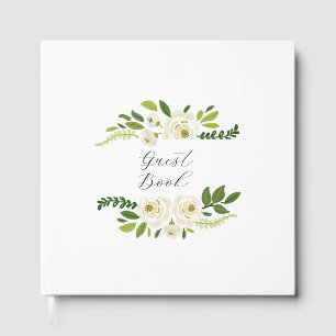Luxury White Rose Floral Frame  Guest Book