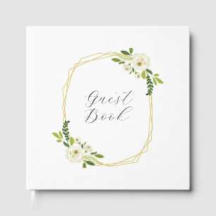Luxury White Rose Floral Frame Guest Book