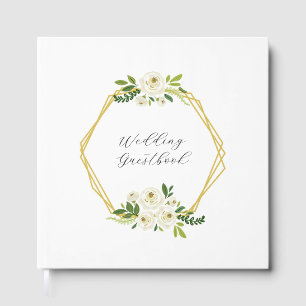 Luxury White Rose Floral Frame Guest Book