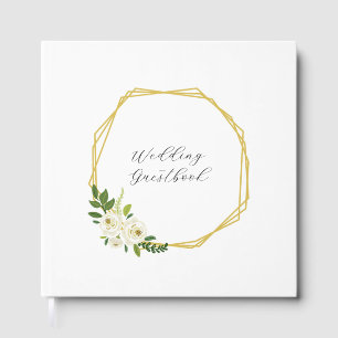 Luxury White Rose Floral Frame Guest Book