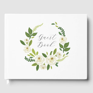 Luxury White Rose Floral Frame  Guest Book
