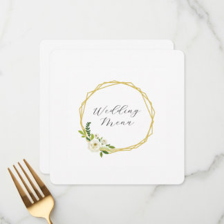 Luxury White Rose Floral Frame Menu