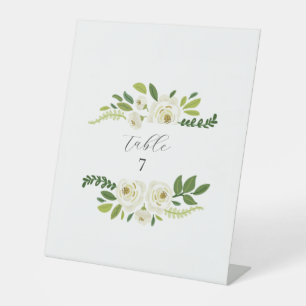 Luxury White Rose Floral Frame Pedestal Sign