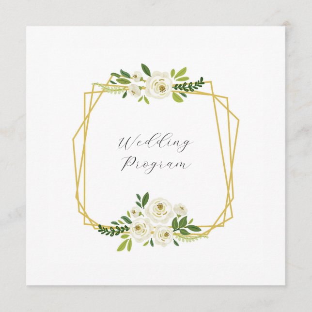 Luxury White Rose Floral Frame  Programme (Front)