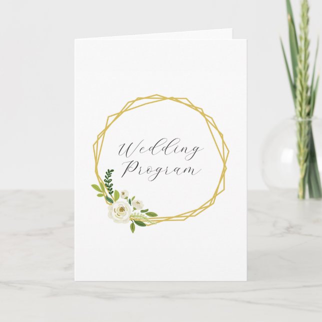 Luxury White Rose Floral Frame  Programme (Front)