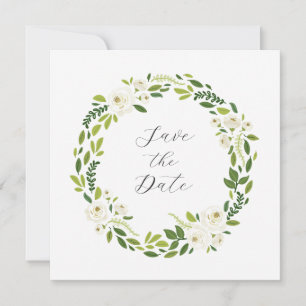 Luxury White Rose Floral Frame Save The Date