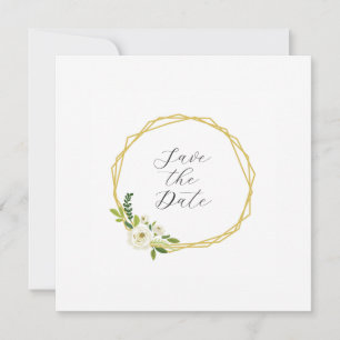 Luxury White Rose Floral Frame  Save The Date