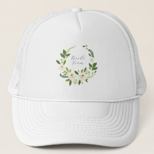 Luxury White Rose Floral Frame  Trucker Hat
