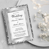 Luxury white silver sequin frame elegant Wedding