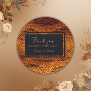 luxury wild snake skin animal wedding  classic round sticker