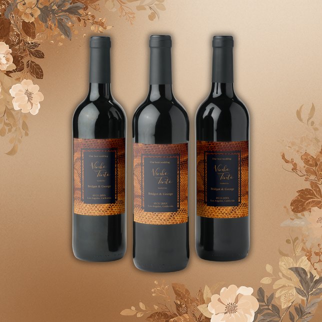 luxury wild snake skin animal wedding  wine label (Creator Uploaded)