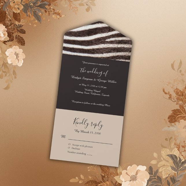 luxury wild zebra skin animal wedding all in one invitation (Creator Uploaded)