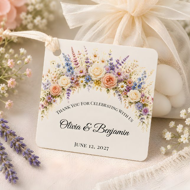 Luxury Wildflower Meadow Wedding  Favour Tags (Part of the luxury wildflower meadow wedding theme collection, favor tag)
