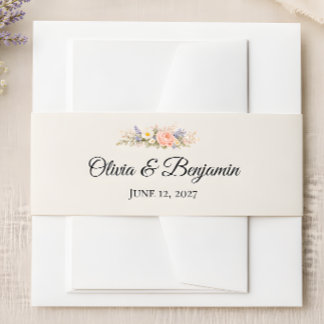 Luxury Wildflower Meadow Wedding Invitation Belly Band