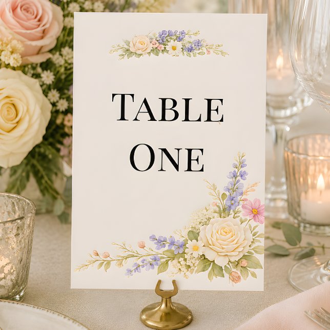 Luxury Wildflower Meadow Wedding Table Number (Part of the luxury wildflower meadow wedding theme collection, table number)