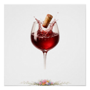 Luxury Wine Glass Splash Wall Art Poster