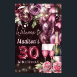 Luxury Wine Magenta 30th Birthday Welcome Sign<br><div class="desc">Luxury Magenta Wine Adult Birthday design. Matching products can be found in Magenta Wine Adult Birthday collection.</div>