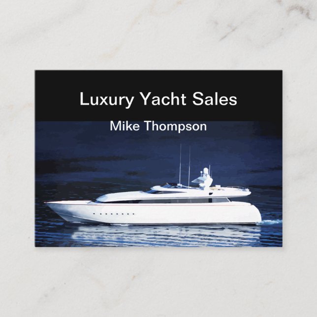Luxury Yacht Sales Theme Business Card (Front)
