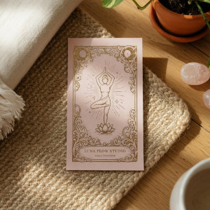 Luxury Yoga Blush Pink Gold Wellness Branding Business Card